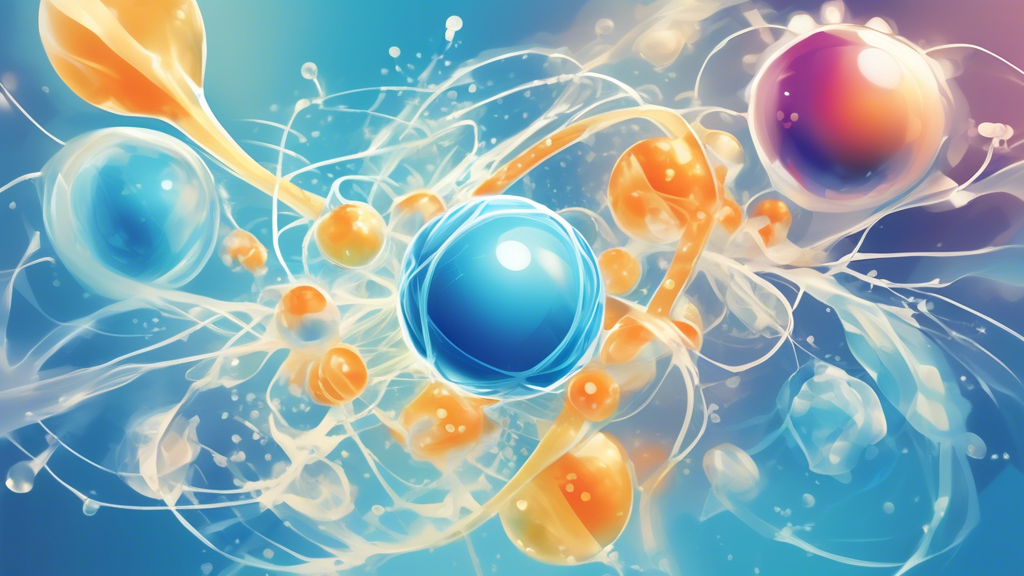 An abstract illustration showing the concept of ion equilibrium, where positive and negative ions are balanced in a dynamic and fluid environment.