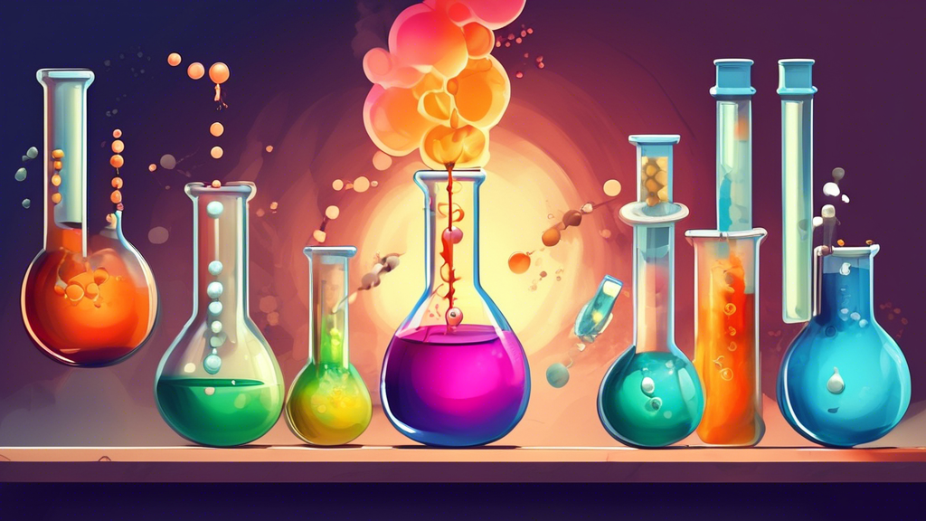 A chemical reaction is a process that leads to the transformation of one set of chemical substances to another. Create an image that depicts the transition